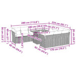 vidaXL 11-dielna záhradná sedacia súprava vankúše polyratan čierna – Obrázok 11