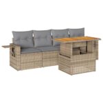 vidaXL 5-dielna záhradná súprava pohoviek s vankúšmi béžová polyratan – Obrázok 2