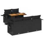 vidaXL 6-dielna záhradná súprava pohoviek s vankúšmi čierna polyratan – Obrázok 2