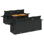 vidaXL 7-dielna záhradná súprava pohoviek s vankúšmi čierna polyratan – Obrázok 2