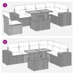 vidaXL 7-dielna záhradná súprava pohoviek s vankúšmi čierna polyratan – Obrázok 11