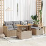 vidaXL 6-dielna záhradná súprava pohoviek s vankúšmi béžová polyratan