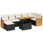 vidaXL 5-dielna záhradná súprava pohoviek s vankúšmi čierna polyratan – Obrázok 2