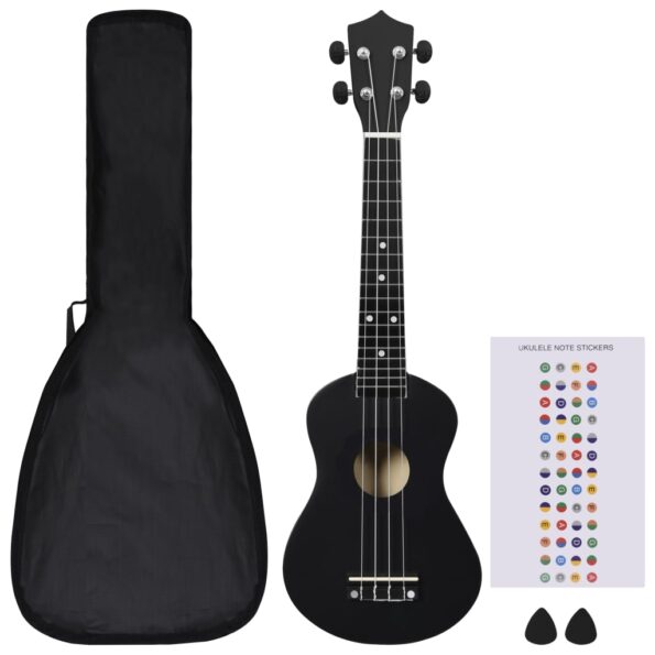 vidaXL Sopránové ukulele s taškou pre deti čierne 23" – Obrázok 2