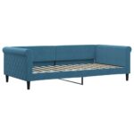 vidaXL Rozkladacia denná posteľ s matracmi modrá 100x200 cm zamat – Obrázok 4