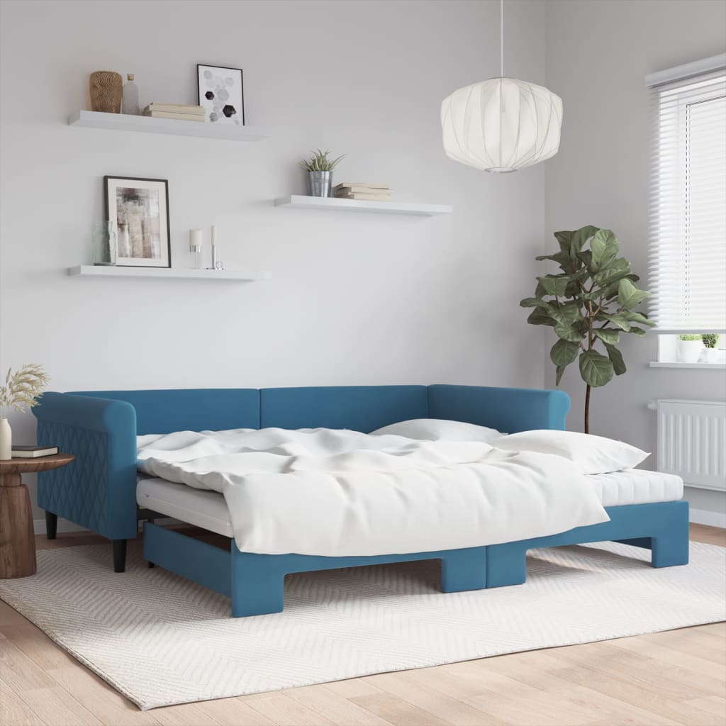 VXL8720845471712_m_en_hd_1.jpg vidaXL Rozkladacia denná posteľ s matracmi modrá 100x200 cm zamat – Obrázok 1