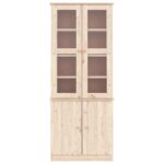 vidaXL Sklenená vitrína ALTA 77x35x186,5 cm masívna borovica – Obrázok 3