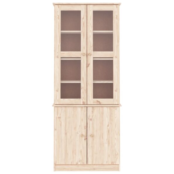 vidaXL Sklenená vitrína ALTA 77x35x186,5 cm masívna borovica – Obrázok 3