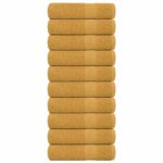 vidaXL Osušky 10 ks zlaté 100x150 cm 360 g/m2 100% bavlna