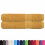 vidaXL Uteráky do sauny 2 ks zlaté 80x200 cm 360 g/m2 100% bavlna – Obrázok 2