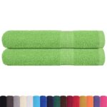 vidaXL Saunové osušky FROGN 2 ks jablkovo zelené 80x200 cm 360 g/m² – Obrázok 2