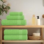 vidaXL Saunové osušky FROGN 2 ks jablkovo zelené 80x200 cm 360 g/m² – Obrázok 3