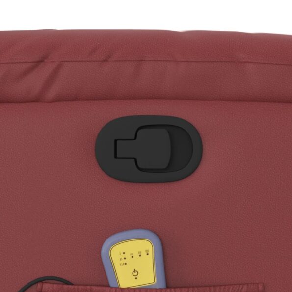 vidaXL Sklápacie masážne kreslo vínovo-červené umelá koža – Obrázok 10