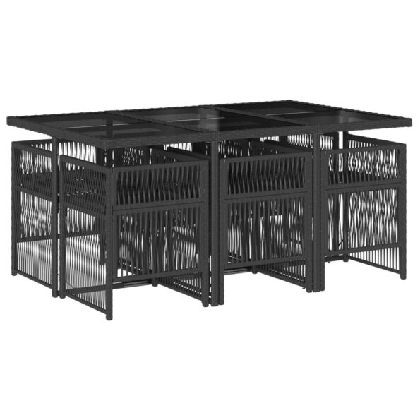 vidaXL 7-dielna záhradná jedálenská súprava a vankúše čierna polyratan – Obrázok 3