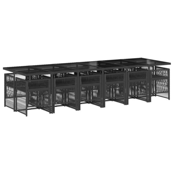 vidaXL 13-dielna záhr. jedálenská súprava s vankúšmi čierna polyratan – Obrázok 3