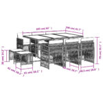 vidaXL 11-dielna záhradná jedálenská sada s vankúšmi čierna polyratan – Obrázok 6