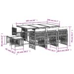 vidaXL 11-dielna záhradná jedálenská súprava vankúše béžová polyratan – Obrázok 6