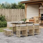 vidaXL 11-dielna záhradná jedálenská súprava vankúše béžová polyratan