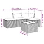 vidaXL 5-dielna záhradná súprava pohoviek s vankúšmi hnedá polyratan – Obrázok 3