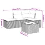 vidaXL 5-dielna záhradná súprava pohoviek s vankúšmi hnedá polyratan – Obrázok 3