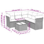 vidaXL 6-dielna záhradná sedacia súprava s vankúšmi hnedá polyratanová – Obrázok 3