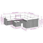 vidaXL 9-dielna záhradná sedacia súprava a vankúše hnedá polyratan – Obrázok 3