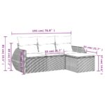 vidaXL 4-dielna záhradná sedacia súprava s vankúšmi hnedá polyratanová – Obrázok 3