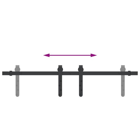 vidaXL Kovanie na posuvné dvere skrinky 91 cm uhlíková oceľ – Obrázok 8