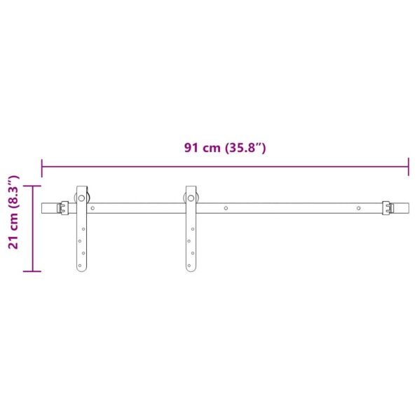 vidaXL Kovanie na posuvné dvere skrinky 91 cm uhlíková oceľ – Obrázok 10