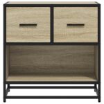 vidaXL Nočný stolík, dub sonoma 60x31x60 cm, kompozitné drevo+kov – Obrázok 5