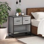 vidaXL Nočný stolík, sivá sonoma 60x31x60 cm, kompozitné drevo+kov – Obrázok 3