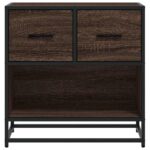 vidaXL Nočný stolík, hnedý dub 60x31x60 cm, kompozitné drevo+kov – Obrázok 5