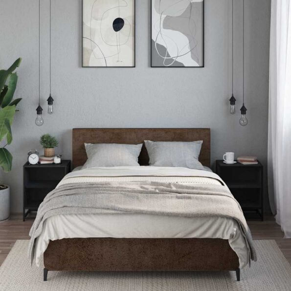 vidaXL Nočné stolíky 2 ks čierne 40x31x50 cm kompozitné drevo+kov – Obrázok 3