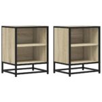 vidaXL Nočné stolíky 2 ks dub sonoma 40x31x50 cm kompozitné drevo+kov – Obrázok 2