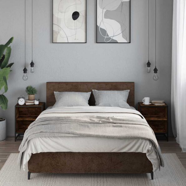 vidaXL Nočné stolíky 2 ks dymový dub 40x31x50 cm kompozitné drevo+kov – Obrázok 3