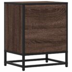 vidaXL Nočná skrinka hnedý dub 40x31x50 cm kompozitné drevo+kov – Obrázok 7