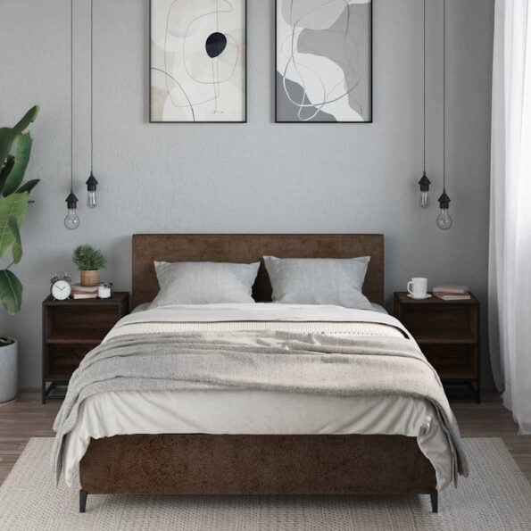 vidaXL Nočné stolíky 2 ks hnedý dub 40x31x50 cm kompozitné drevo+kov – Obrázok 3