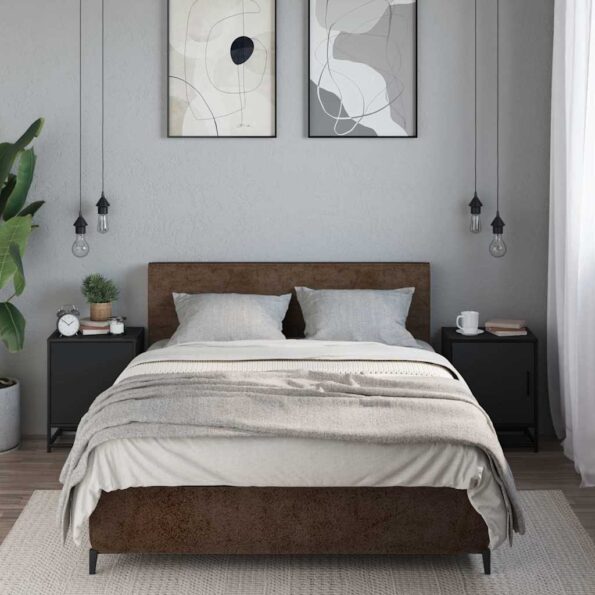 vidaXL Nočné stolíky 2 ks čierne 40x31x50 cm kompozitné drevo+kov – Obrázok 3