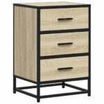 vidaXL Nočný stolík, dub sonoma 40x34,5x60 cm, kompozitné drevo+kov – Obrázok 2