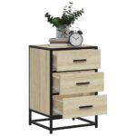 vidaXL Nočný stolík, dub sonoma 40x34,5x60 cm, kompozitné drevo+kov – Obrázok 4