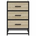 vidaXL Nočný stolík, dub sonoma 40x34,5x60 cm, kompozitné drevo+kov – Obrázok 5