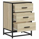 vidaXL Nočný stolík, dub sonoma 40x34,5x60 cm, kompozitné drevo+kov – Obrázok 8