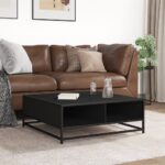 vidaXL Konferenčný stolík čierny 80x80x30 cm kompozitné drevo a kov – Obrázok 3