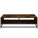 vidaXL Konferenčný stolík tmavý dub 100x100x30 cm kompozitné drevo kov – Obrázok 5