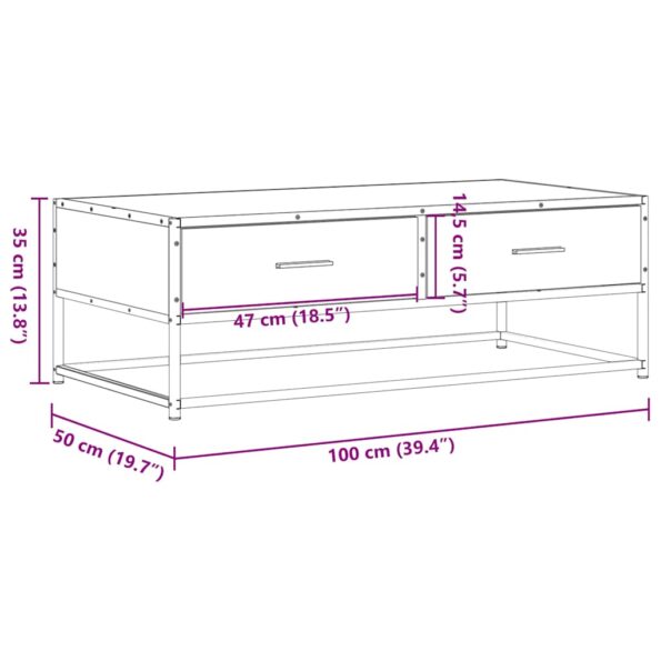vidaXL Konferenčný stolík čierny 100x50x35 kompozitné drevo a kov – Obrázok 11