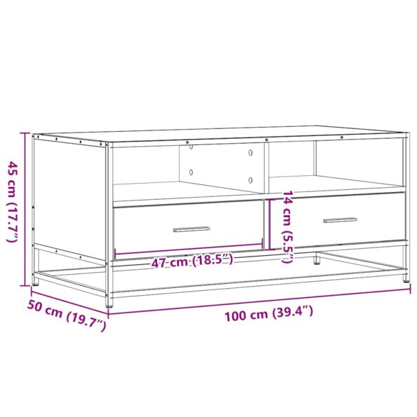 vidaXL Konferenčný stolík, dub sonoma 100x50x45cm kompozitné drevo+kov – Obrázok 11