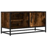 vidaXL TV skrinka dymový dub 80x34,5x40 cm kompozitné drevo a kov – Obrázok 2