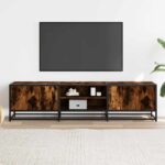 vidaXL TV skrinka dymový dub 160x35x41 cm kompozitné drevo a kov – Obrázok 3