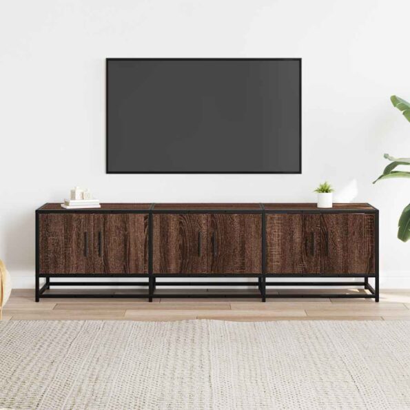 vidaXL TV skrinka hnedý dub 150x35x41 cm kompozitné drevo a kov – Obrázok 3