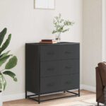 vidaXL Komoda čierna 68x35x76 cm kompozitné drevo a kov – Obrázok 3